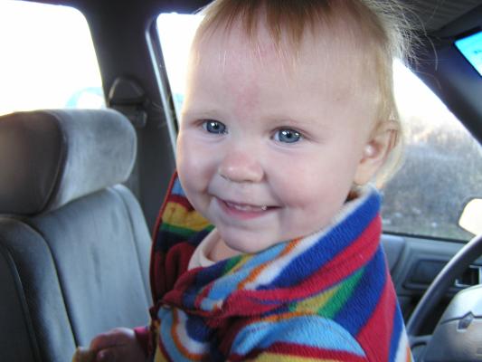Sarah is waiting to inherit Noah's old car seat.