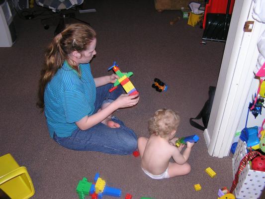 Katie and Noah are great lego engineers.