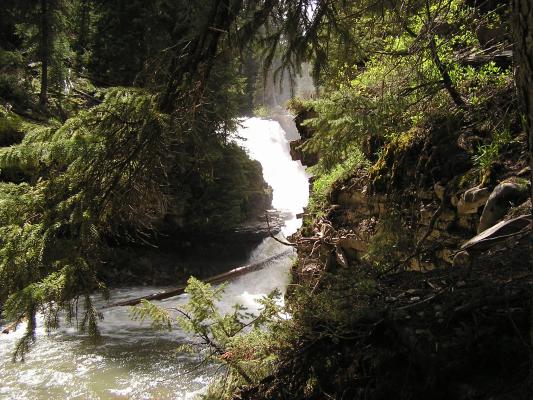 The first view of Ousel Falls.