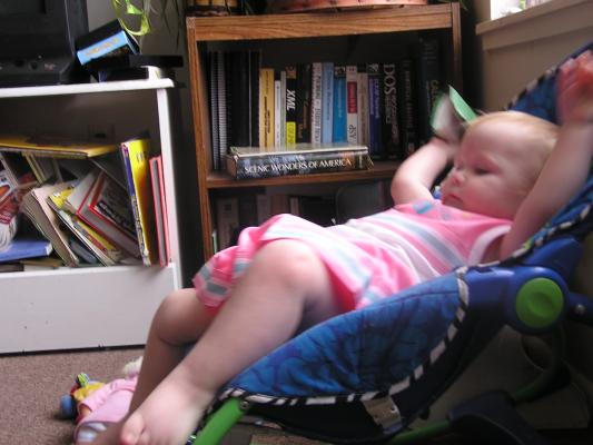 Sarah in her chair.