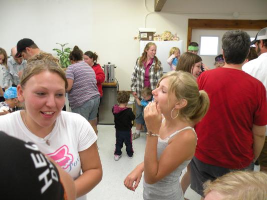 Haning out at VBS parents night.