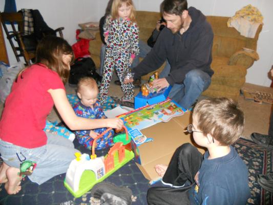 Joshua sees he has a new zoo. Happy Birthday Joshua!