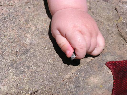 Noah can find something small to pick up anywhere