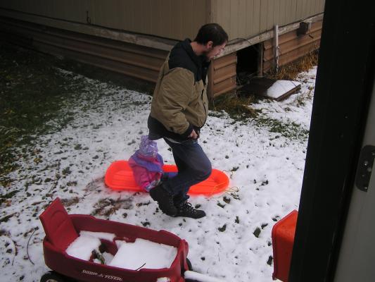 Sarah and David enjoy the snow.