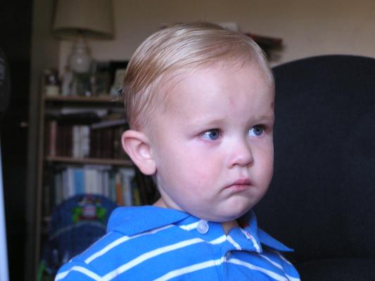 Noah after his hair cut.