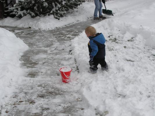 Let's get all the snow for our snow fort.