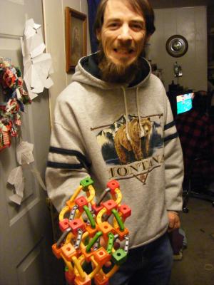 David made this crystal structure with Noah's Trio blocks.