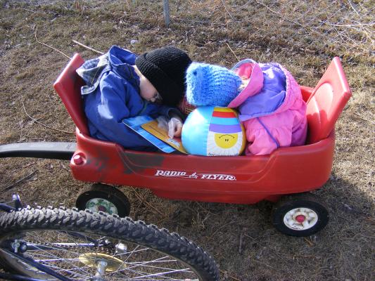 I got them all loaded in the wagon and they fell asleep before we got to the park