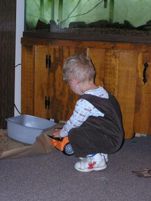 Noah wears a brown outfit that his Uncle Benji wore.