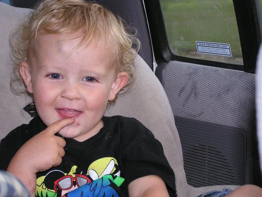 Noah in his car seat.