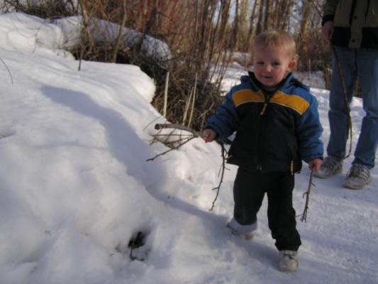 It's Noah and his collection of sticks.