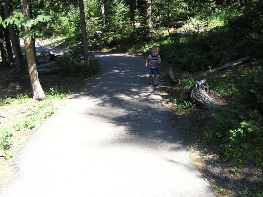 Noah runs down the trail to Palisade falls