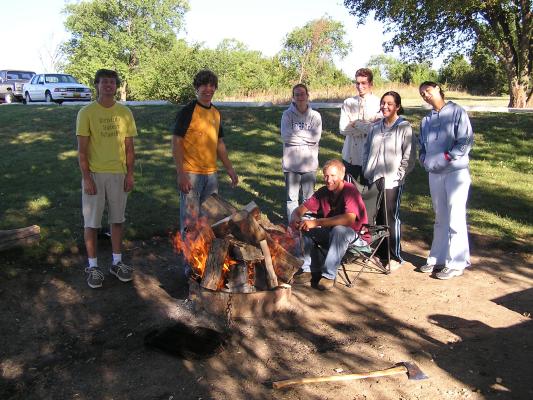 Christian Student Fellowship campout.
An oversized fire.