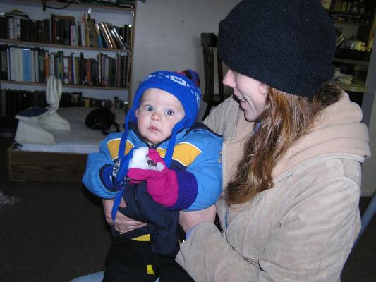 Katie and Noah enjoy their snow indoors.