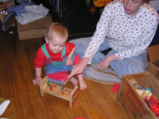 Mommy is hitting the orange one.