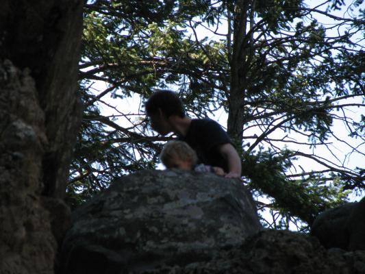 DAvid and Noah on a high rock