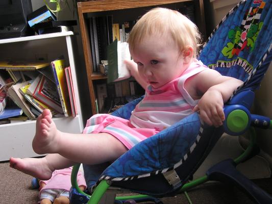 Sarah in her chair.