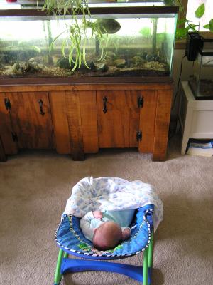 Noah watching his favorite cartoon show