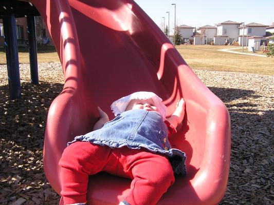 Sarah sliding.