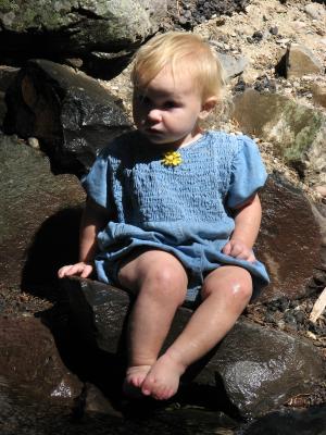 Sarah's feet got very cold in the water