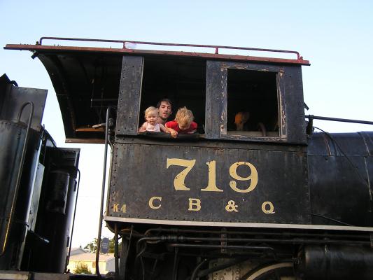 David Sarah and Noah look out the train window