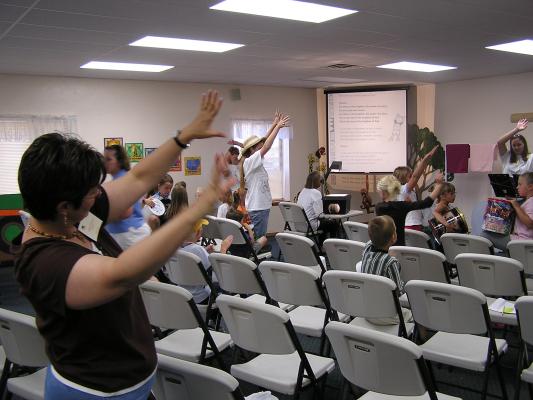 Singing songs at Vacation Bible School