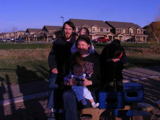 Trying for family photo. Look up Noah!