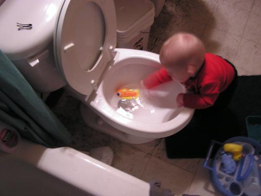 Noah found something to do while I was packing.