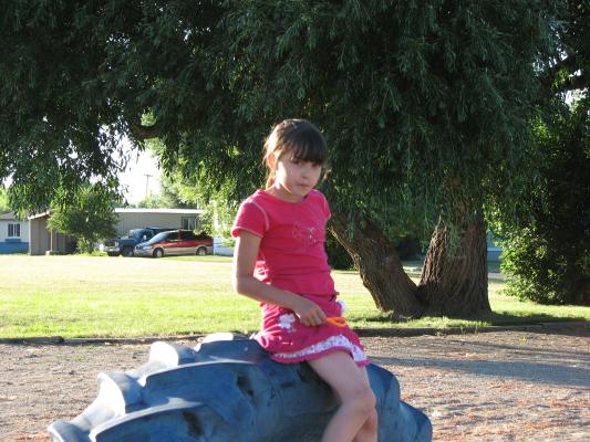 Malia on the tires.