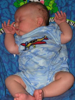 Noah sleeps in his chair