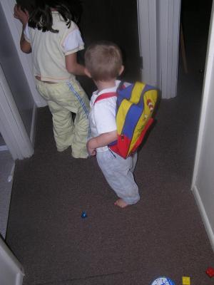 Noah wears a backpack.
