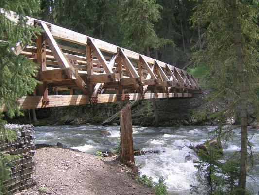 The bridge over the South Fork of the West Fork of the Gallatin River.