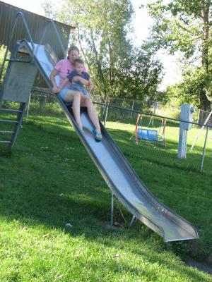 Katie and Noah on slide