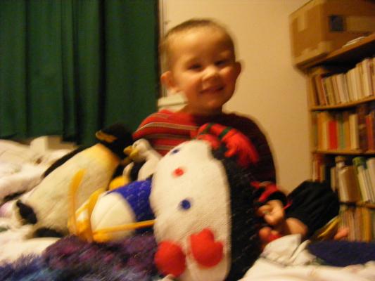 Noah with penguins