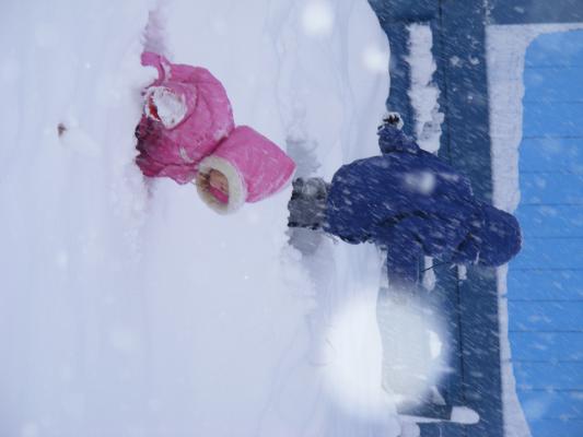 Sarah and Noah in the snow.