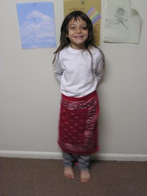 Andrea in her new apron.