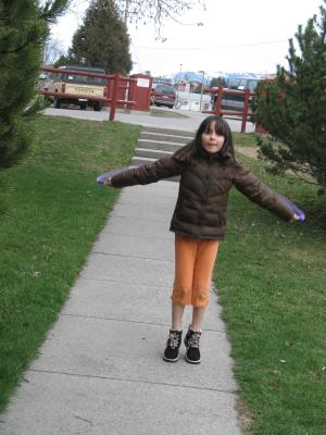 Malia plays with a jumprope.