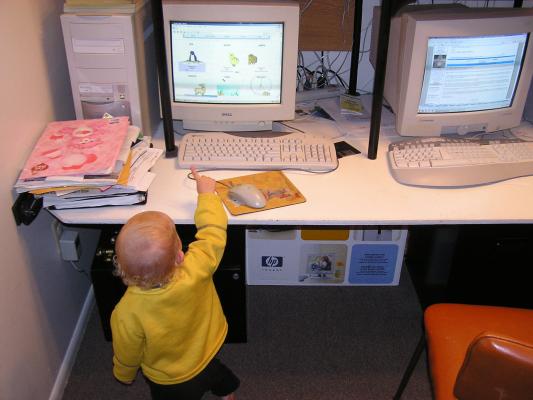 Noah has some virtual pets to play with.