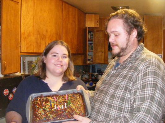Jamie and Benji with Splenda cake.