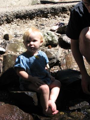 Sarah plays in the water