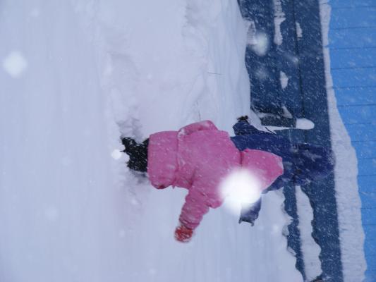 Sarah and Noah in the snow.