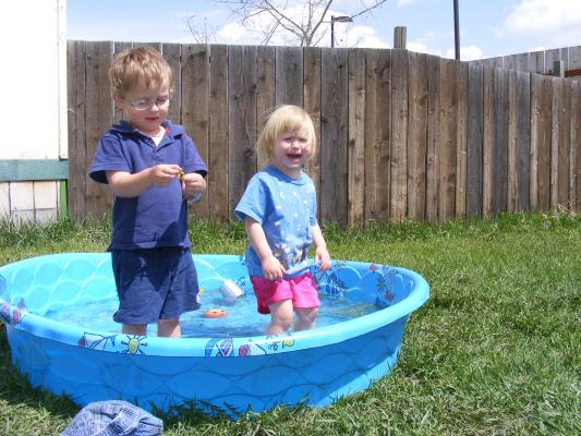 Noah and Sarah try out the new pool