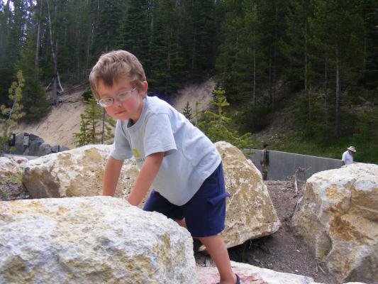 Noah on rocks