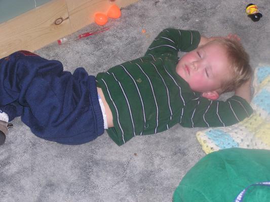 Noah asleep on the floor