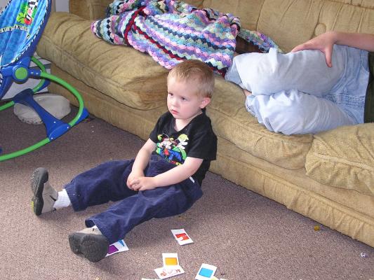 Noah watches TV.