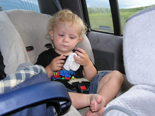 Noah took his socks off.