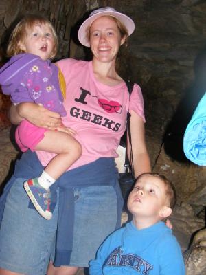 Sarah, Katie, and Noah in the cave.