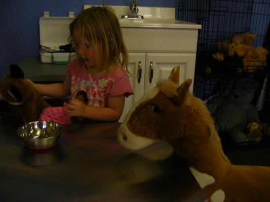 Sarah with ponies at the Children's Museum