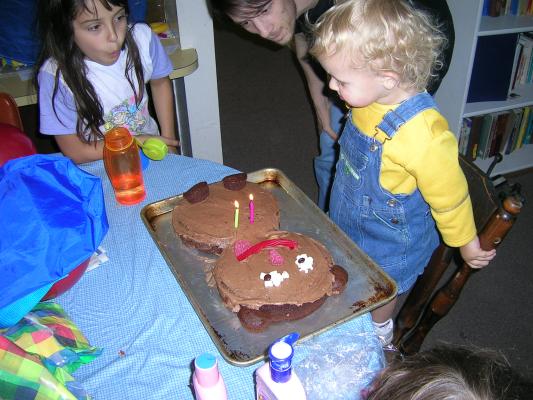 Noah prepares to blow out the candles.