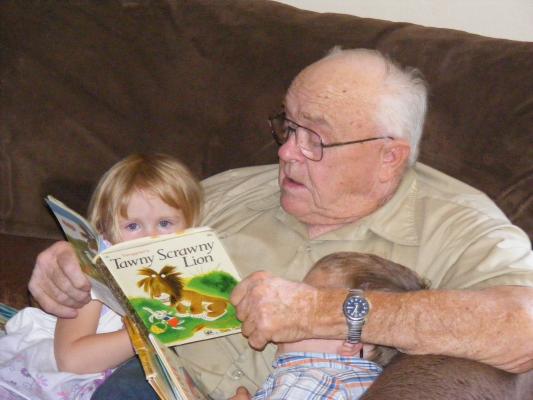 Sarah and Noah with Great-Grandpa McElwee